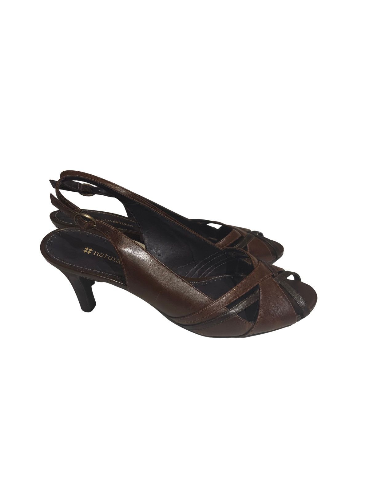 Naturalizer Brown leather slingback Heels.wf7521 Size US 8 / IT 38 - 4 Thumbnail