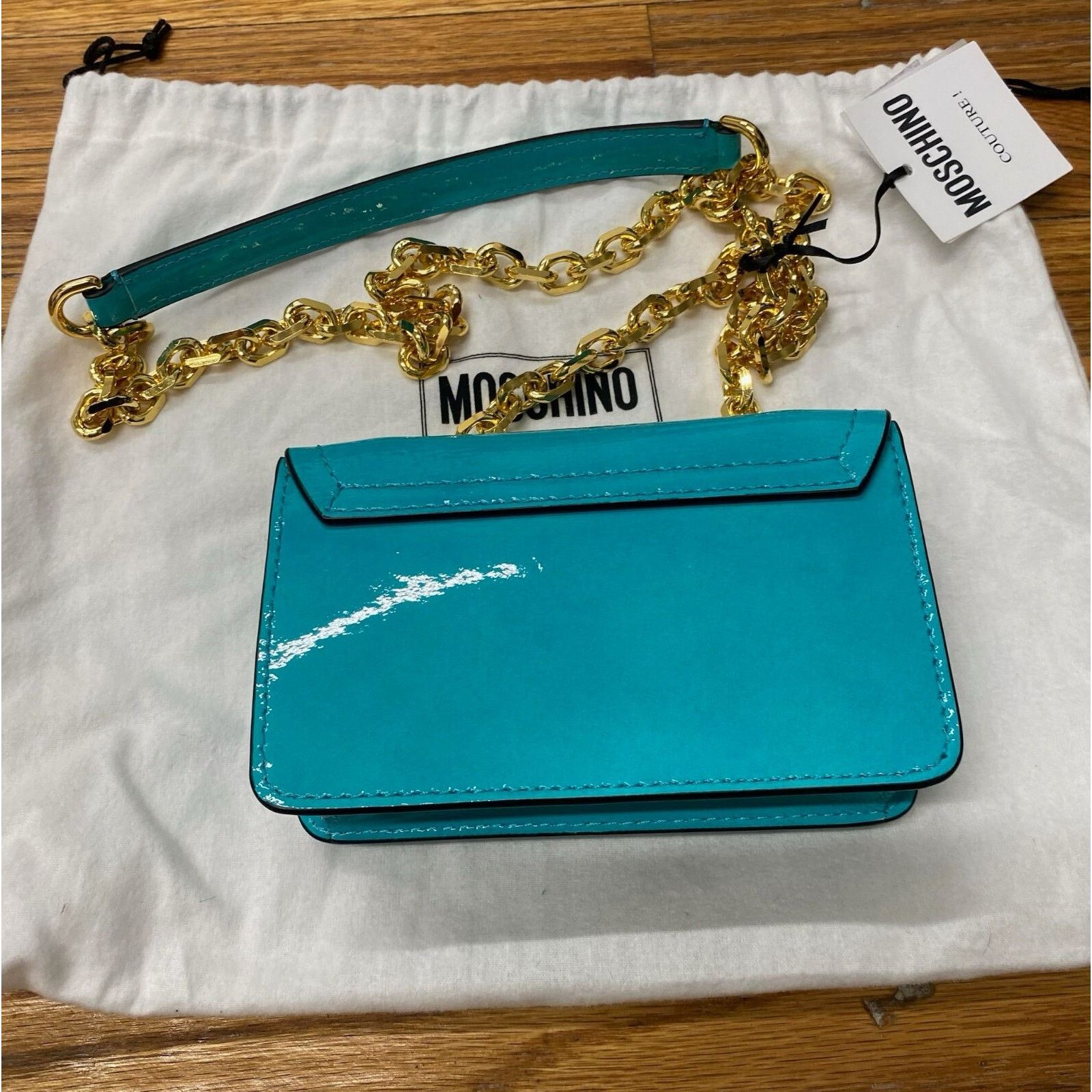 Moschino AW22 MOSCHINO Couture Jeremy Scott "M" Turquoise Leather Bag Size ONE SIZE - 3 Thumbnail