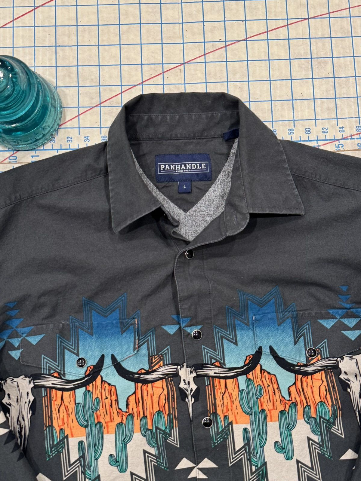 Panhandle Slim Panhandle Mens Navajo Skull Print Pearl Snap Western Shirt L Size US L / EU 52-54 / 3 - 4 Thumbnail