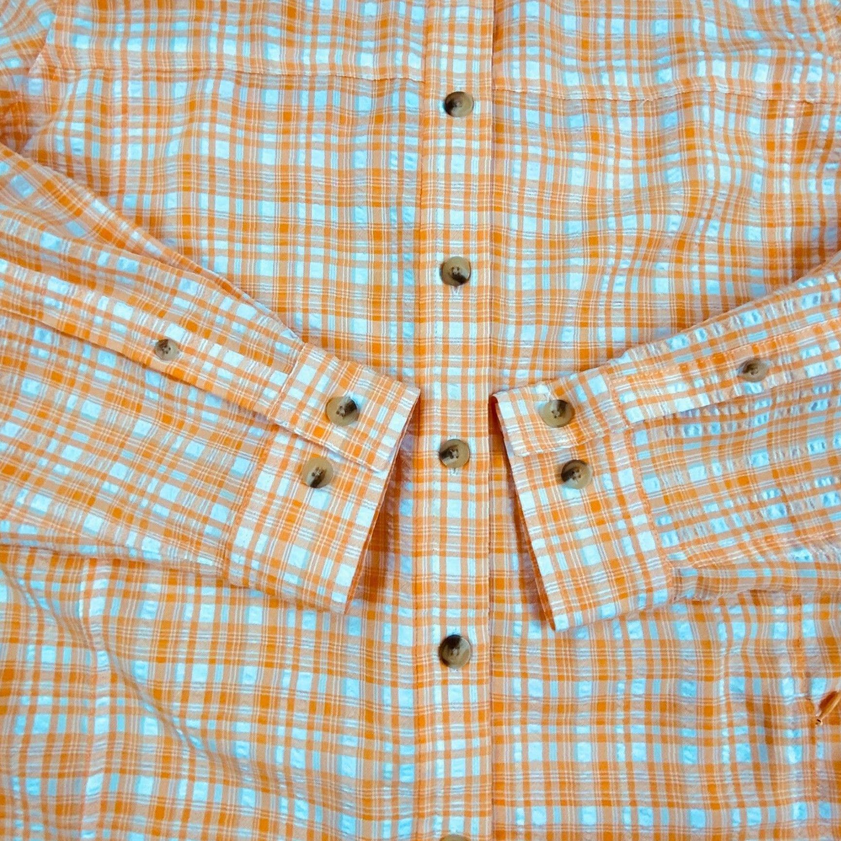 Vintage Gardener's Supply Co Women's Orange Plaid Long Sleeve Button Up Shirt Medium Size M / US 6-8 / IT 42-44 - 5 Thumbnail