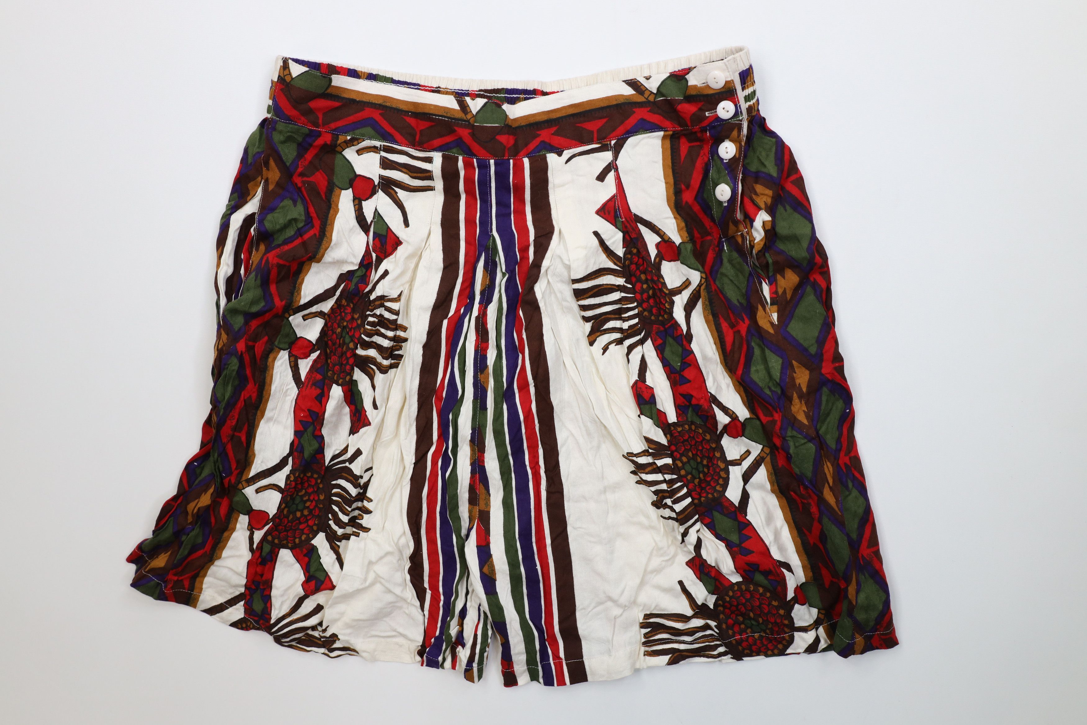 Vintage Vintage 90s Streetwear Gabardine Abstract Geometric Shorts Size 22" - 1 Thumbnail