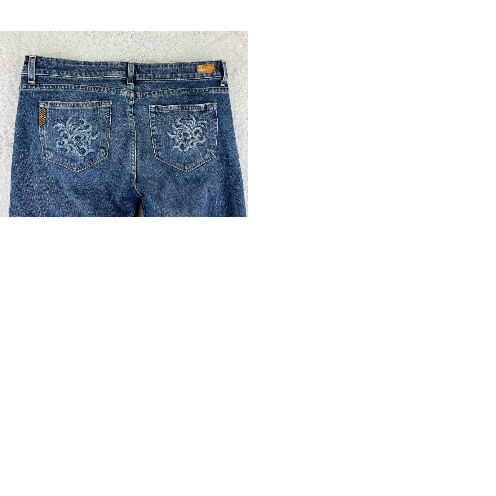 Paige Paige Jeans Women 31 Blue Denim Bootcut Low Rise Laurel Canyon Embellished Embroidered Size 24" / US 00 / IT 34 - 10 Thumbnail