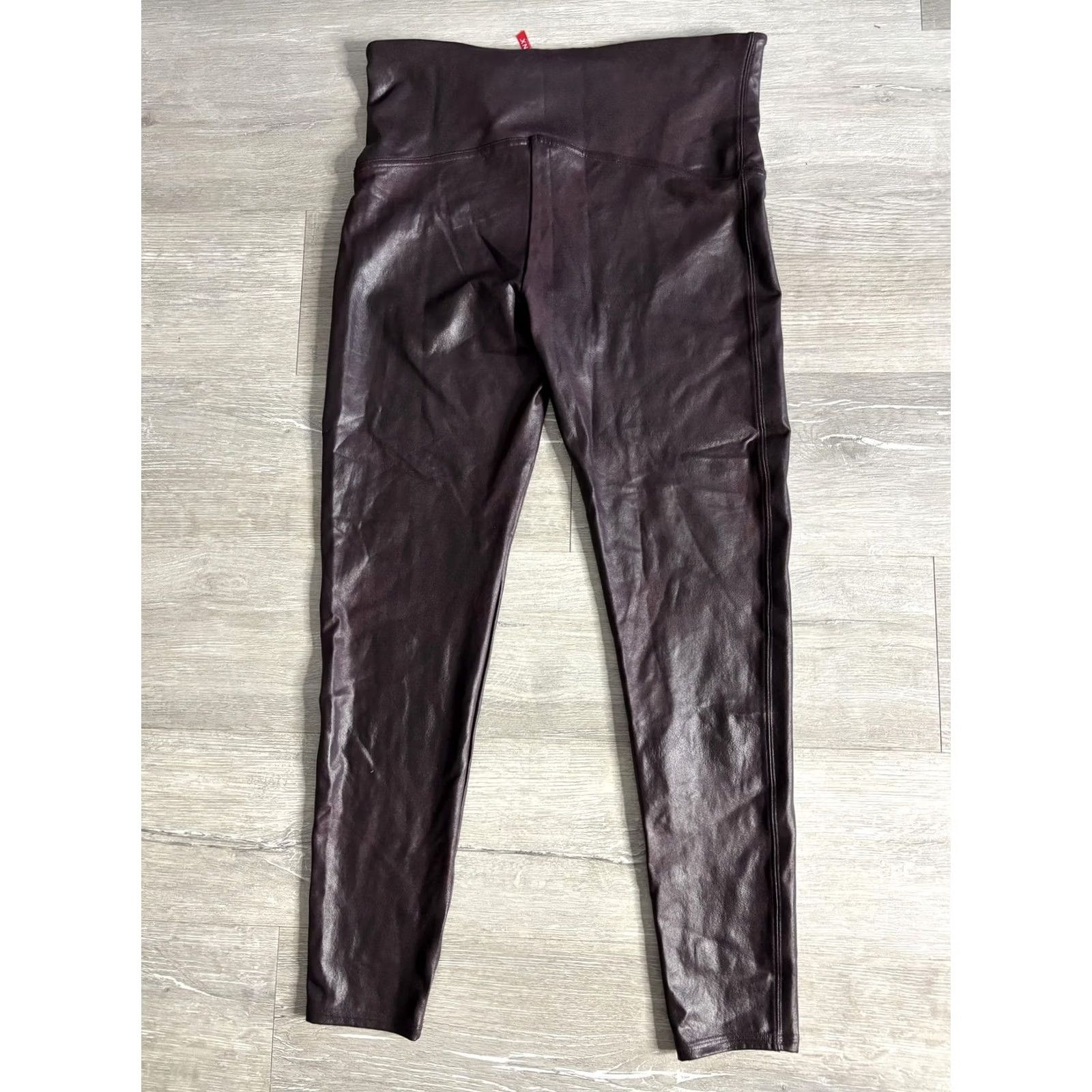 Spanx Spanx Leggings Womens 2X Purple Faux Leather High Rise Ankle Shaping Slimming Size 40" / US 18 - 5 Thumbnail