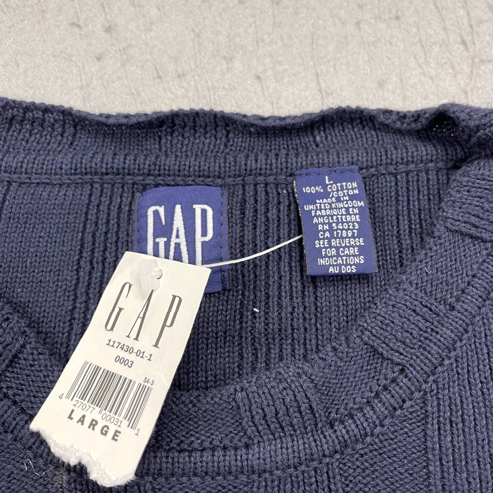 Gap VINTAGE GAP Sweater Mens Large Blue Cotton Ribbed Crewneck Deadstock 90s NWT Size US L / EU 52-54 / 3 - 3 Thumbnail