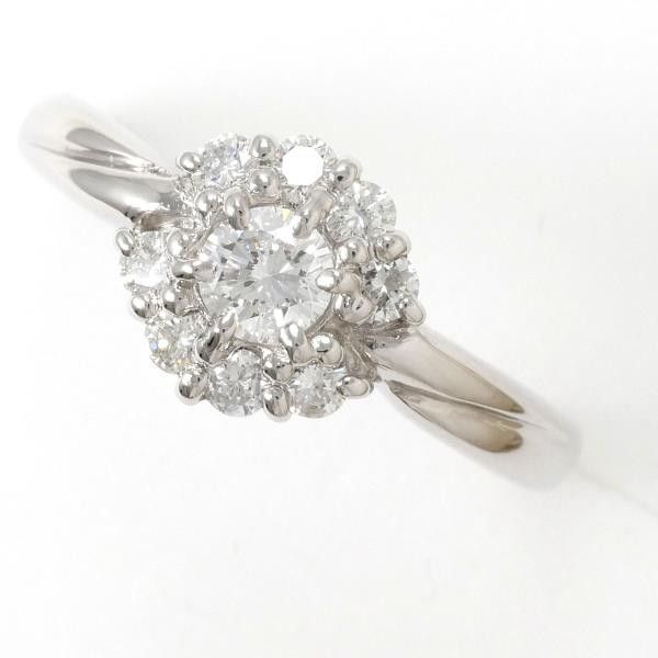 image of Other Platinum Flower Diamond Ring in Silver, Women's