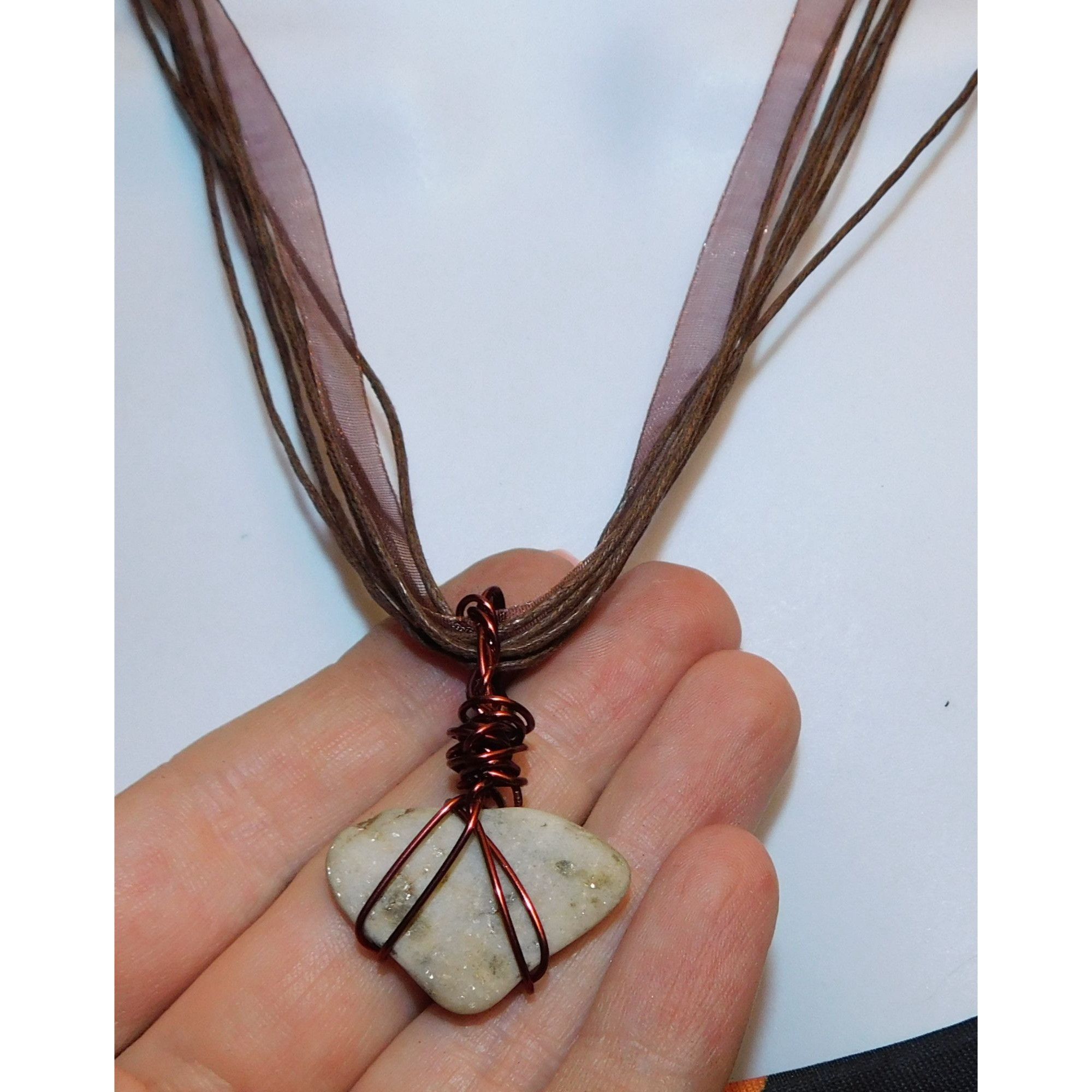 Handmade Handmade Wire Wrapped Stone Pendant Necklace Size ONE SIZE - 3 Thumbnail