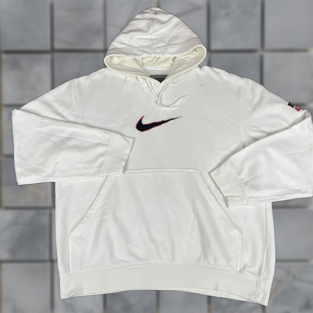 Nike VINTAGE Nike Sweatshirt Mens M White Hoodie Embroidered Logo Graphic Print Hooded Pullover City College USA USA Sports University Logo Size US M / EU 48-50 / 2 - 1 Thumbnail