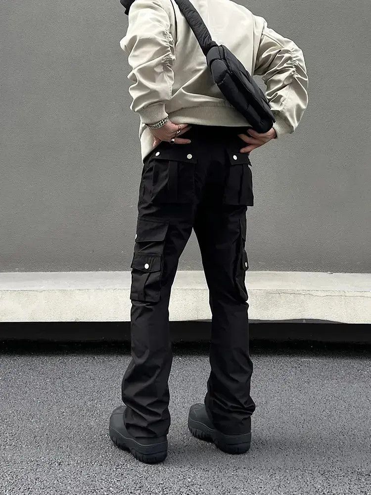 Japanese Brand Black multi pocket micro flared casual pants Size US 32 / EU 48 - 4 Thumbnail