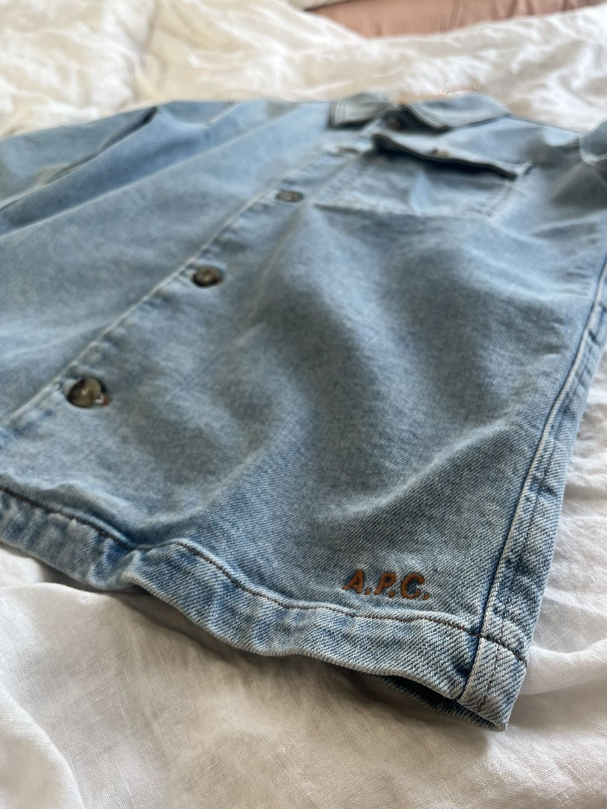 A.P.C. APC Pierre Brodée stonewashed denim jacket, near-mint (SS23) Size US XS / EU 42 / 0 - 3 Thumbnail