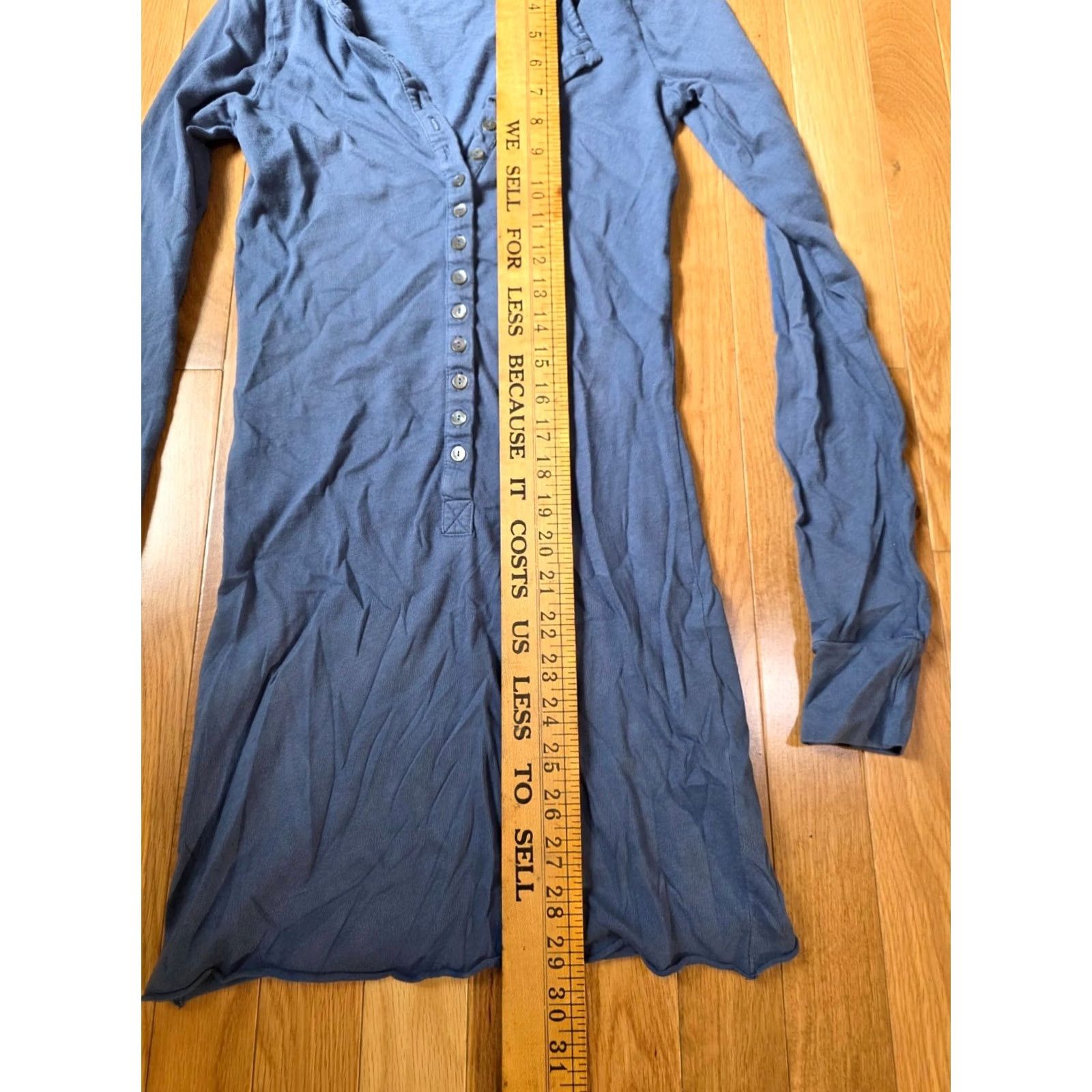 Velvet Velvet by Graham & Spencer Shirt Women S Henley Dress Blue 100% Cotton Long Sleeve Mini Size S / US 4 / IT 40 - 6 Thumbnail