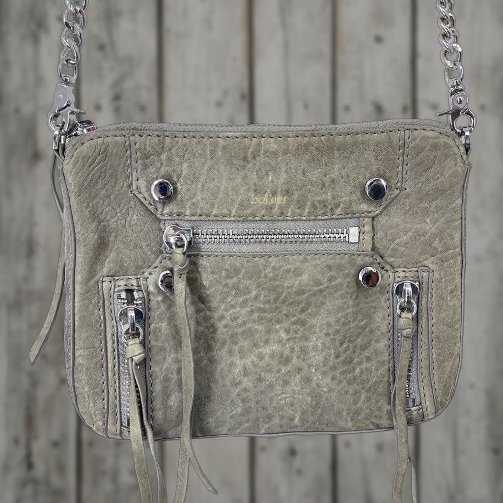 Vintage BOTKIER Leather Logan Gray Purse Shoulder Bag Boho Crossbody Zip Marysia Gray Leather Bag Women Medium Vintage No Size ONE SIZE - 1 Thumbnail