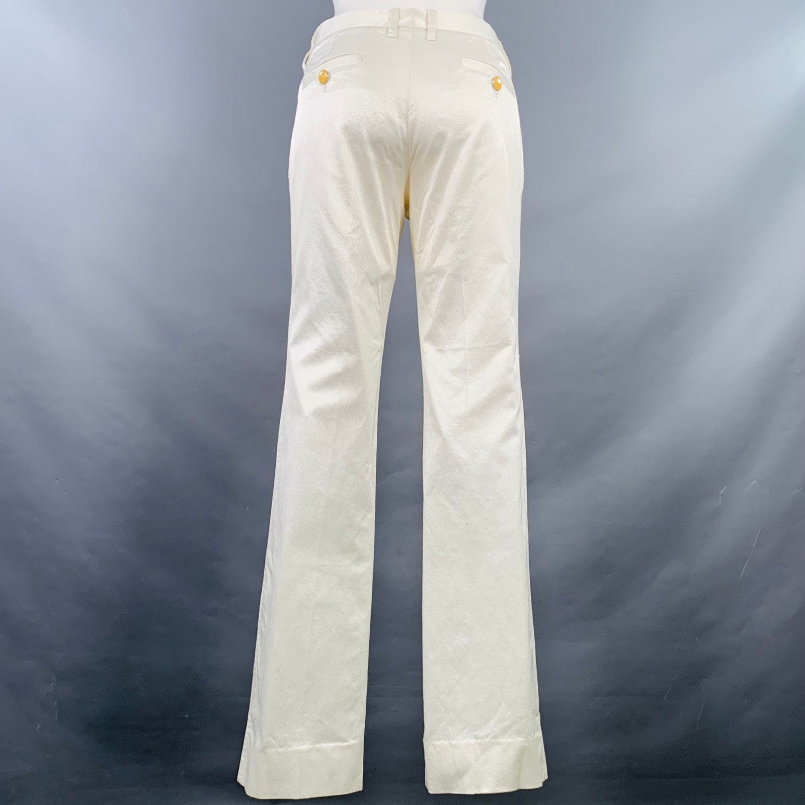 Dolce & Gabbana White Cotton Blend Twill Flat Front Straight Casual Pants Size 28" / US 6 / IT 42 - 2 Thumbnail