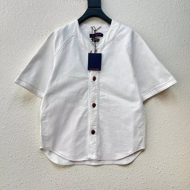 Louis Vuitton Louis Vuitton White Denim Short Sleeve Shirt with Dark Stri Size US L / EU 52-54 / 3 - 2 Thumbnail