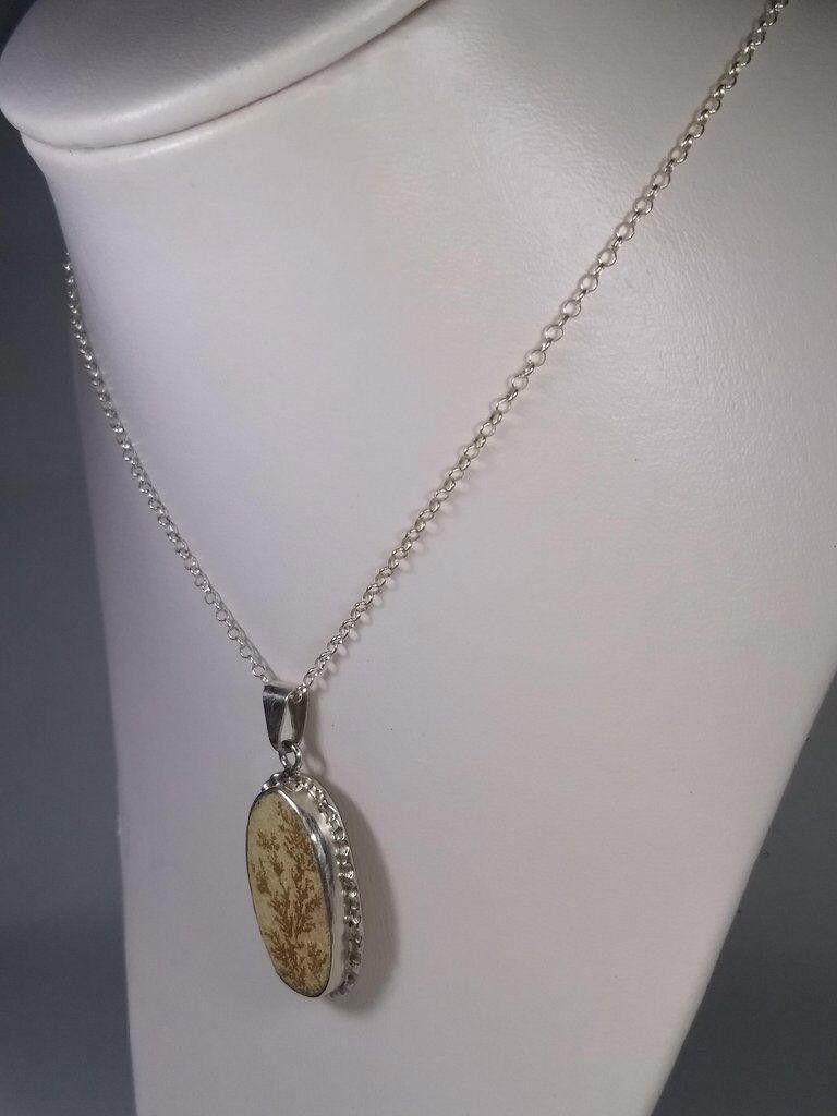 Handmade Mexican Handmade Sterling Bezel Set Dendrite Fossil Necklace Size ONE SIZE - 3 Thumbnail