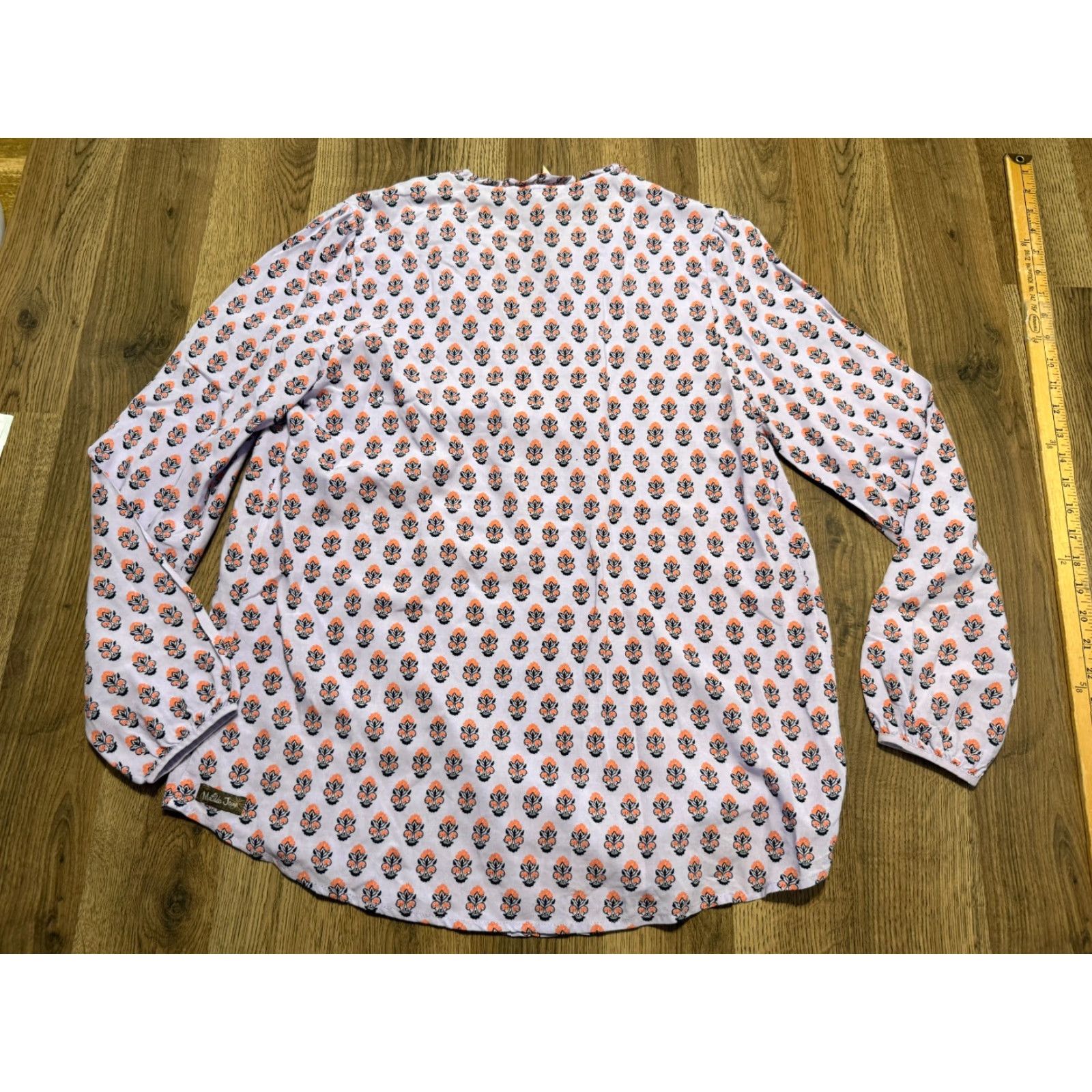 Vintage Matilda Jane Shirt Women's L Purple Orange Black Floral Long Sleeve V-neck T-Shirt Size L / US 10 / IT 46 - 7 Thumbnail