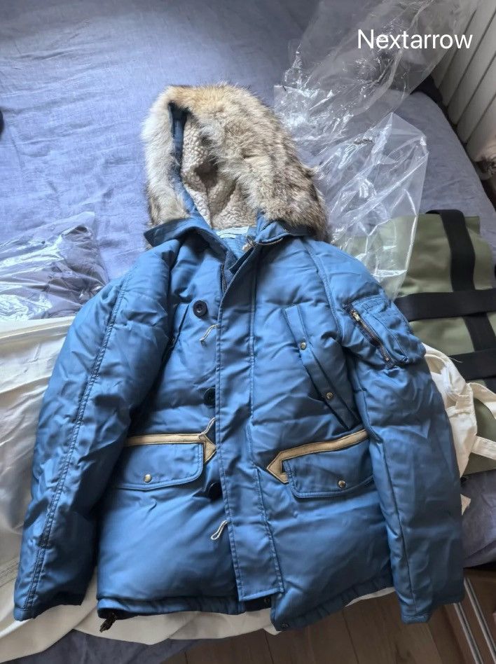 Visvim Valdez Down mud dyed wolf fur coat 2410-Nextarrow