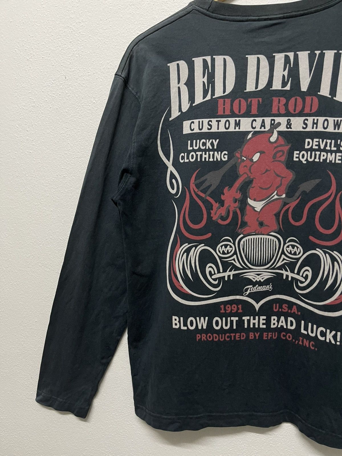 Tedman 2000s TEDMAN RED DEVIL HOT ROD LONG SLEEVE TSHIRT FADED Size US M / EU 48-50 / 2 - 12 Thumbnail
