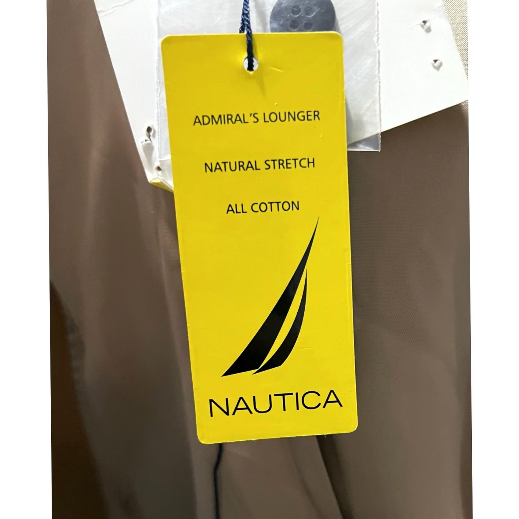 Nautica Nautica Performs Blazer Mens 40R Tan Sport Coat Jacket Elbow Patches Cotton Size 40R - 7 Thumbnail