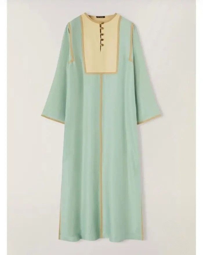 Loro Piana o1srvl11e0425 FAN0080 Maxi Dress in Light Green & Yellow Size L / US 10 / IT 46 - 1 Thumbnail