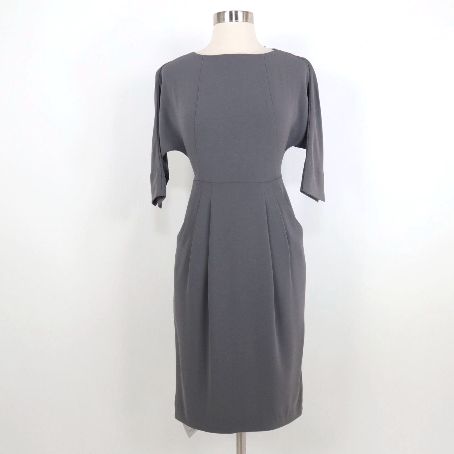 image of Vintage Mm.lafleur Mei 2.0 Sheath Dress 0P Petite New Gray Crepe Dolman Sleeve Career in White, Wom