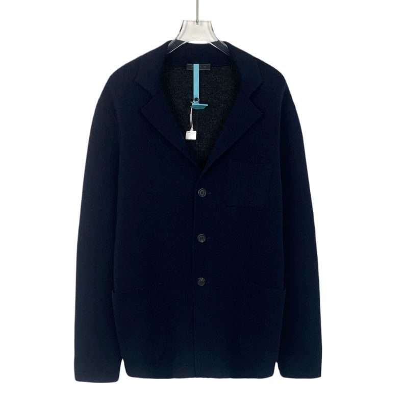Prada Prada Dark blue wool lapel single-breasted knitted jacket 2 Size US M / EU 48-50 / 2 - 1 Thumbnail