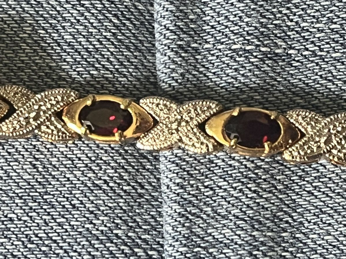 Other Vintage Garnet Diamond Gold Tone Watch 7" Works New Battery Size ONE SIZE - 5 Thumbnail