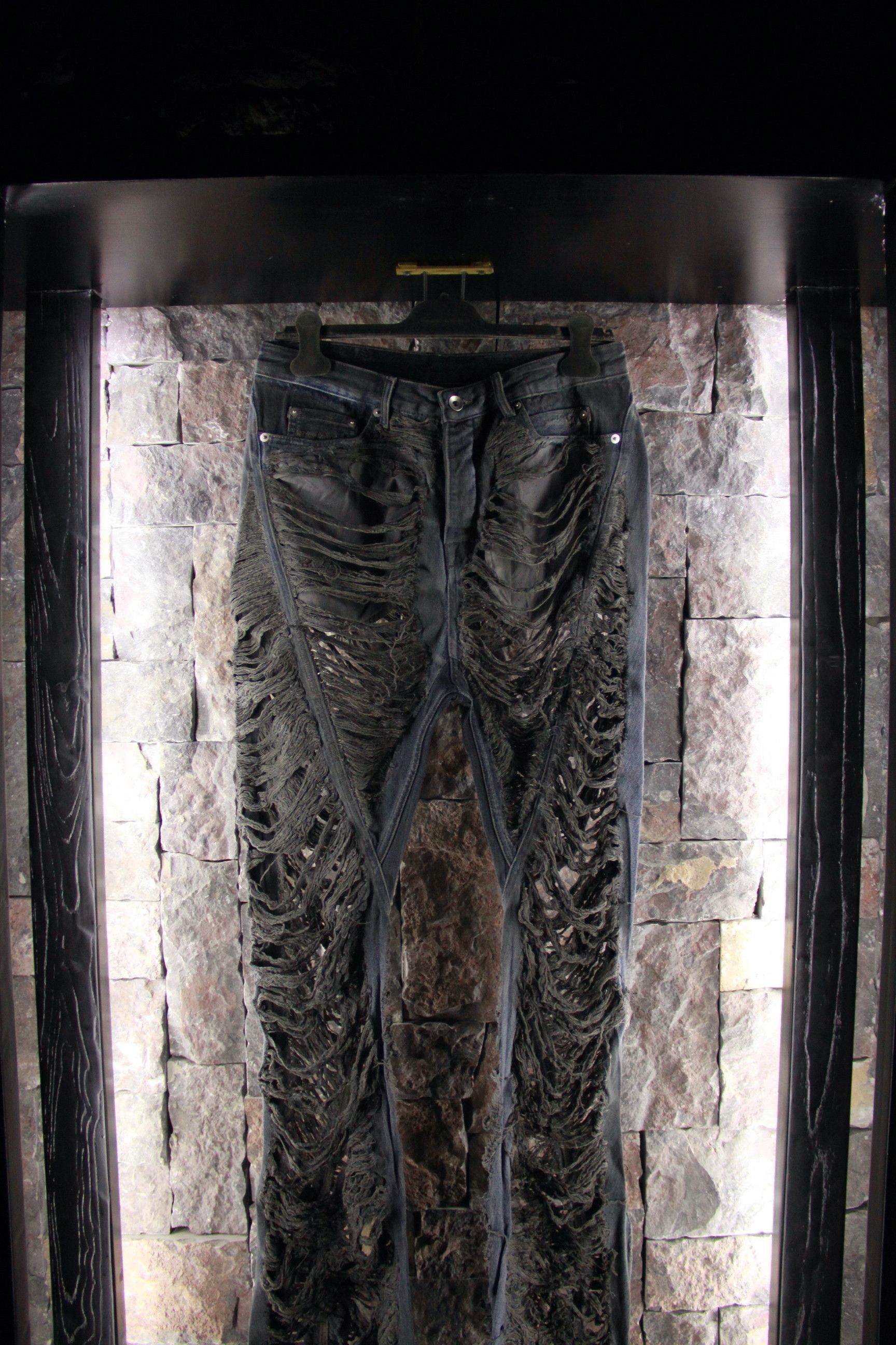 Rick Owens Drkshdw Rick Owens Bela Shredded Wide Leg Jeans Size US 33 - 7 Thumbnail