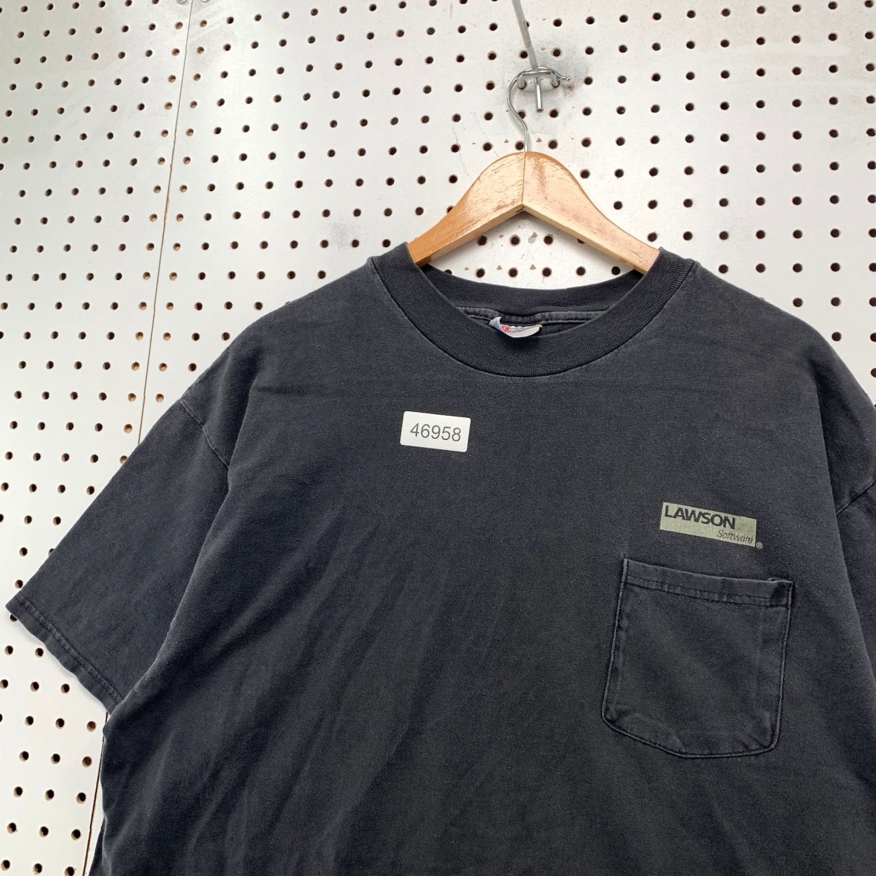 Hanes VINTAGE Lawson Software Shirt Mens XL Faded Black Hanes Cyber Punk Pocket Shirt Men XL Black 90s Punk Hanes Cotton Cotton Readable Size US XL / EU 56 / 4 - 6 Thumbnail