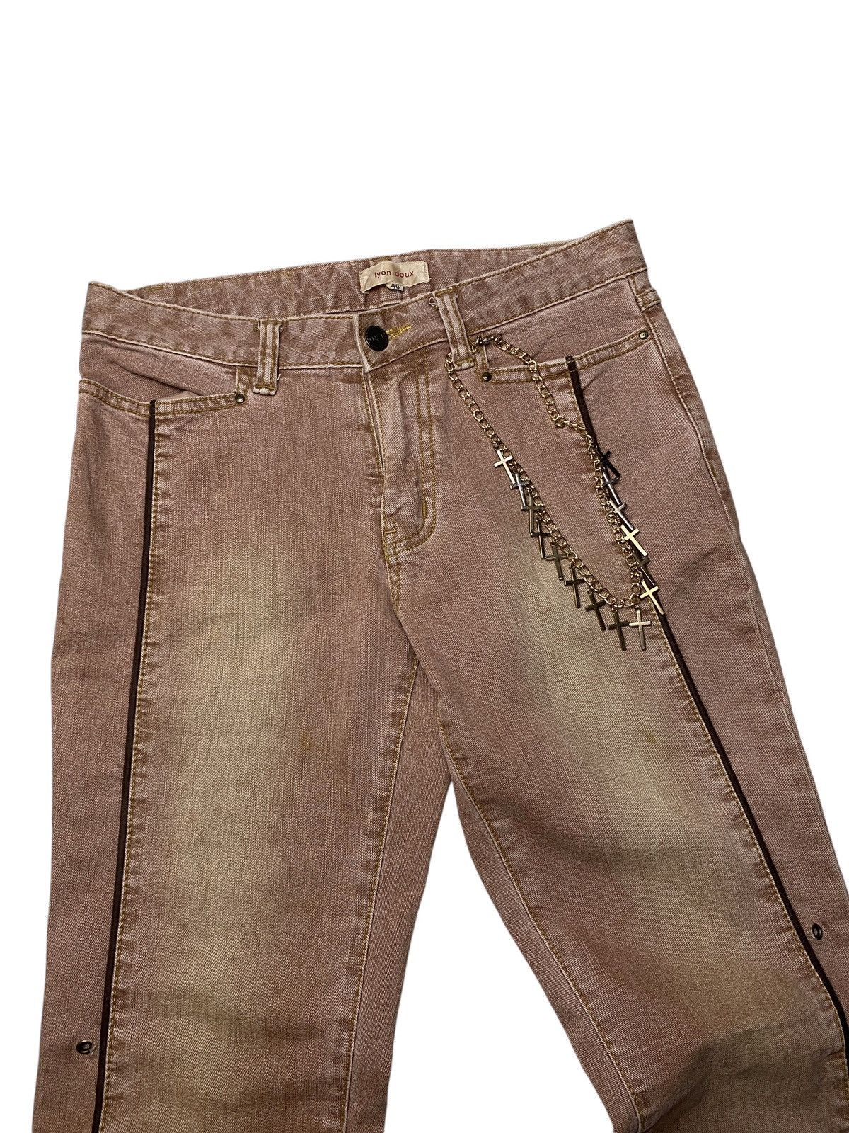 If Six Was Nine 2000's Lyon Deux Flared Studded Mudwash Jeans Size US 27 - 3 Thumbnail