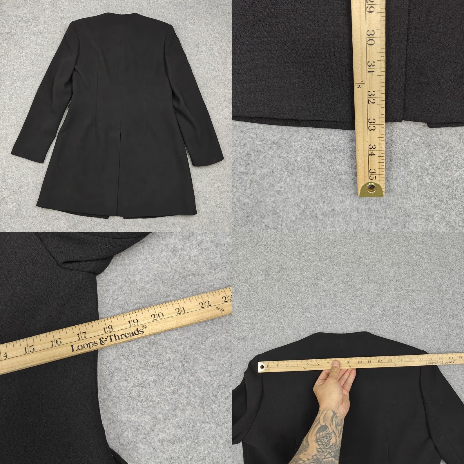 Vintage Cache Coat Womens 6 Black Crepe Collarless Single Breasted Lined Made USA Size M / US 6-8 / IT 42-44 - 8 Thumbnail