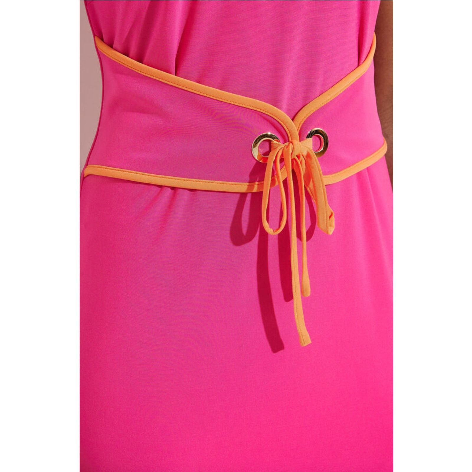 Joseph Ribkoff Pink Sheath Belted Boat-neck Dress