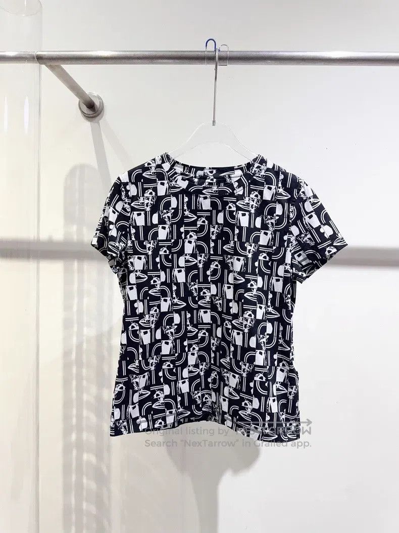 Hermes Hermes Black and White Geometric Print Short Sleeve Size XS / US 0-2 / IT 36-38 - 1 Thumbnail