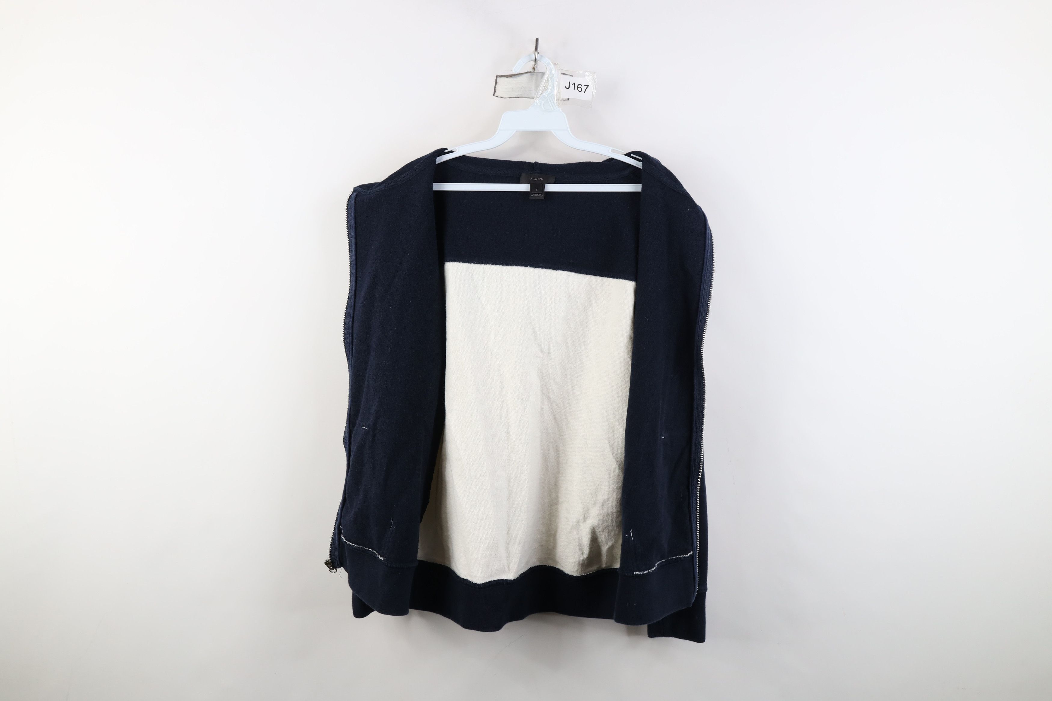 J.Crew J Crew Striped Color Block French Terry Full Zip Hoodie Blue Size L / US 10 / IT 46 - 9 Thumbnail