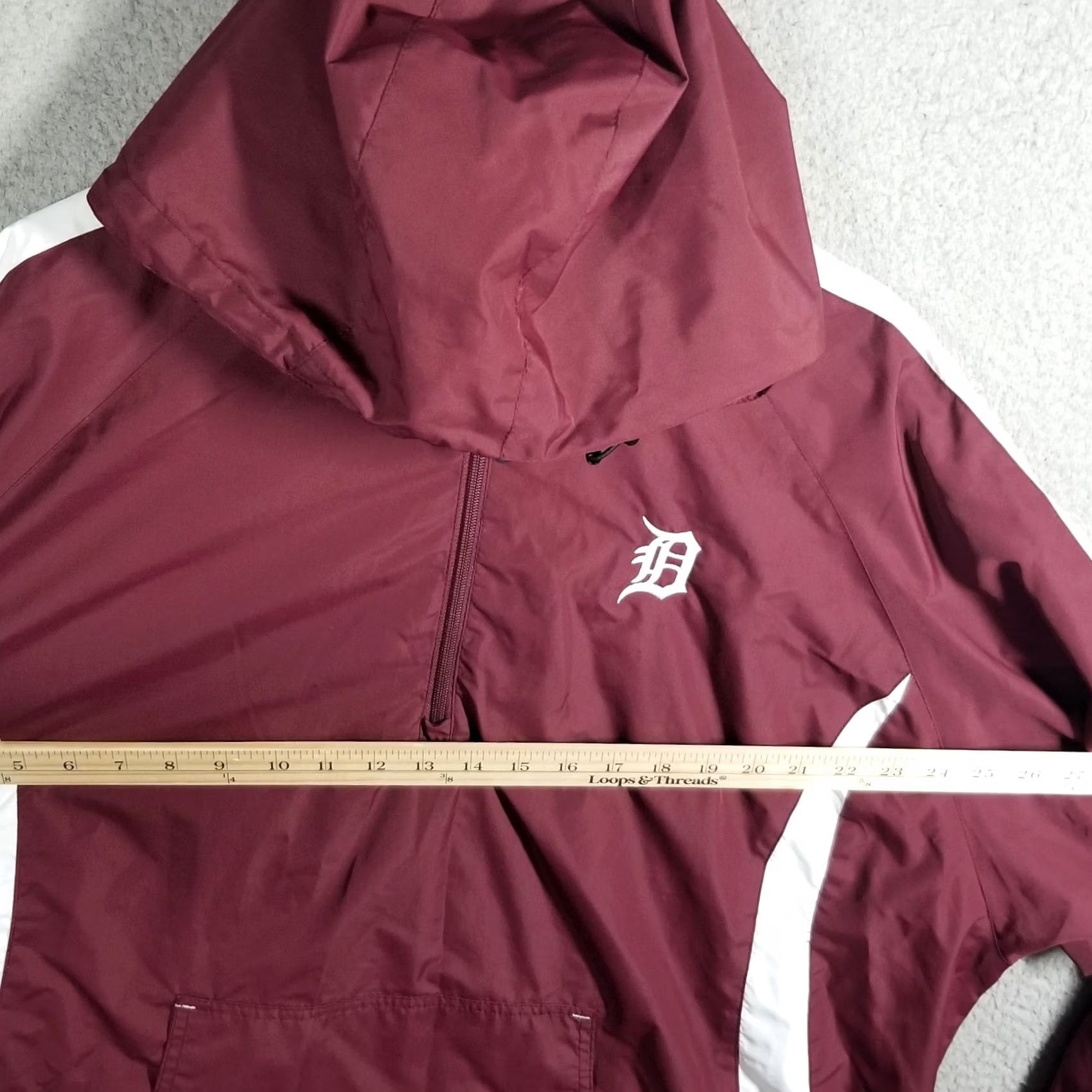 Vintage Detroit Tigers Jacket Sport-Tek Men's 3XL Hooded Full Zip Raglan Windshirt Maroon MLB Coat Jacket Size US XXL / EU 58 / 5 - 6 Thumbnail