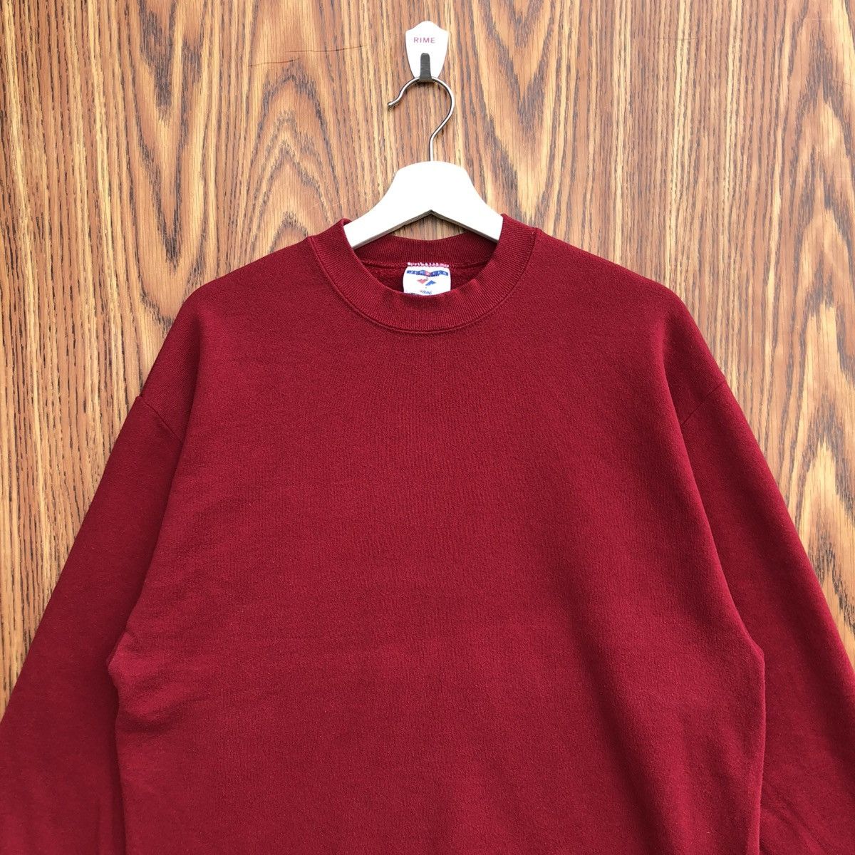 Vintage Vintage 90s Red Faded Plain Sweatshirt Pullover Crewneck Size US L / EU 52-54 / 3 - 3 Thumbnail