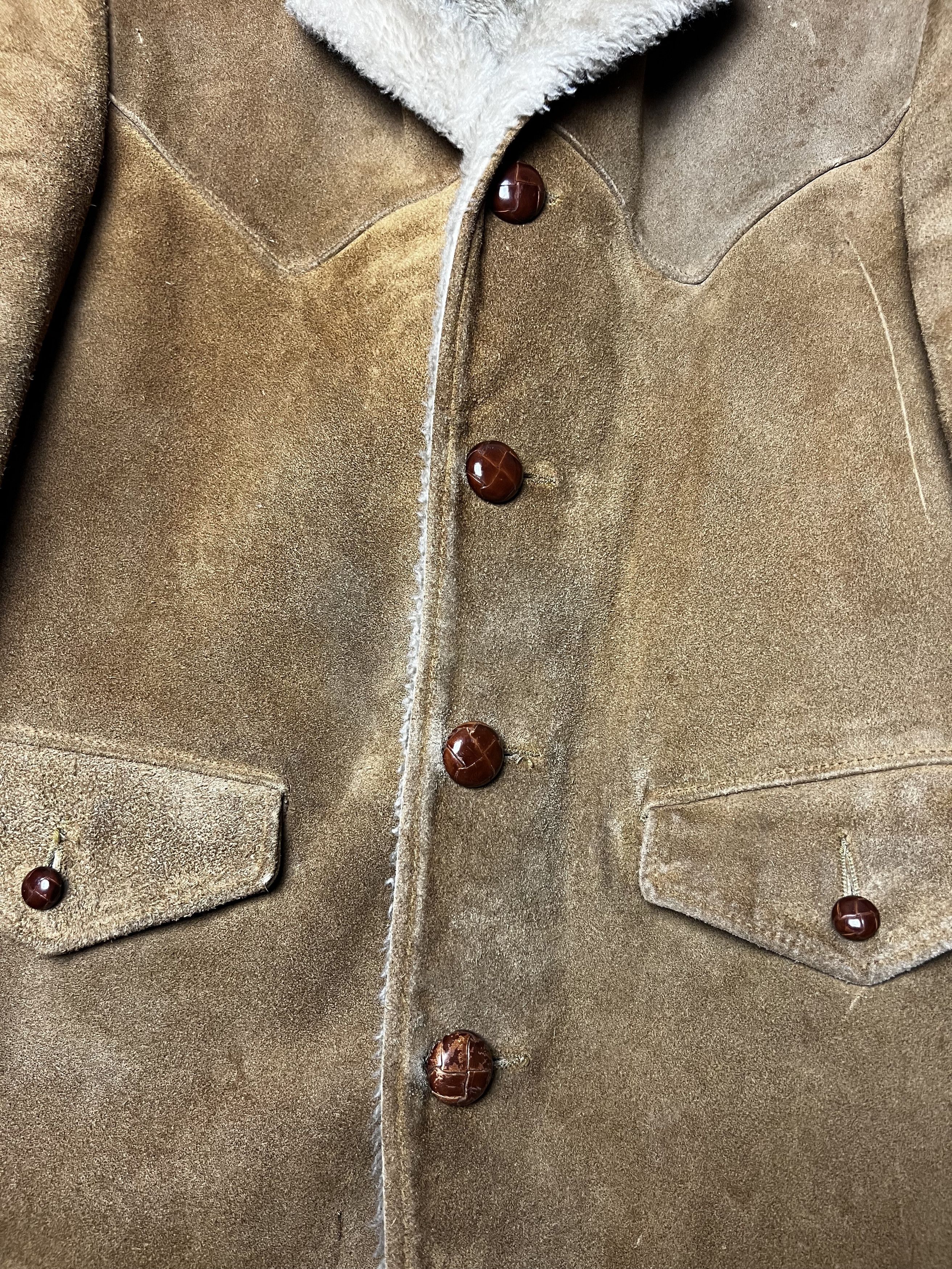 Vintage Vntg 60's Rancher Schott Bros. Brown Suede Sherpa Leather Size US S / EU 44-46 / 1 - 4 Thumbnail
