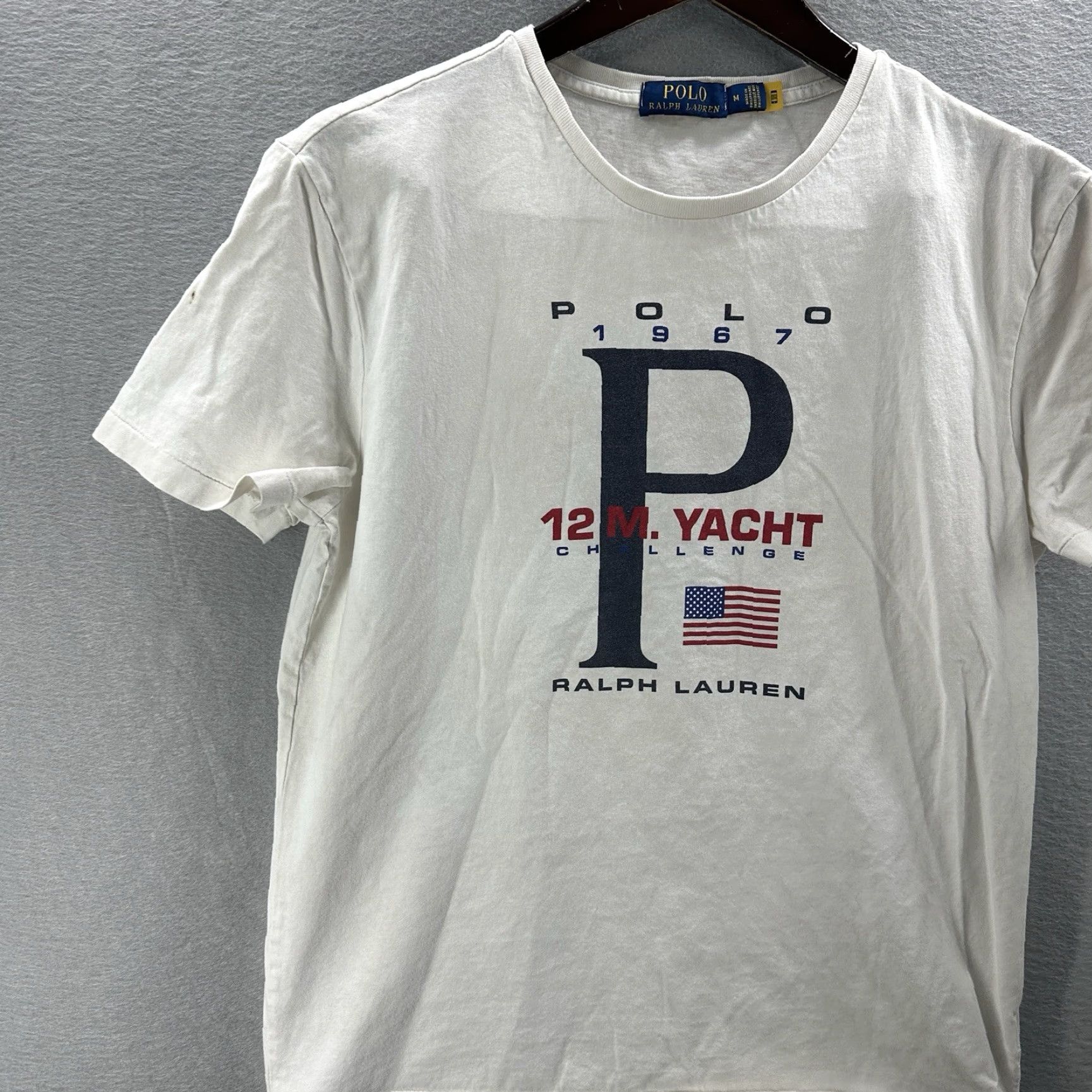 Polo Ralph Lauren Polo Ralph Lauren Shirt Mens M White 1967 Yacht Challenge Flag Logo READ VINTAGE? (But must be from original words only) Size US M / EU 48-50 / 2 - 5 Thumbnail