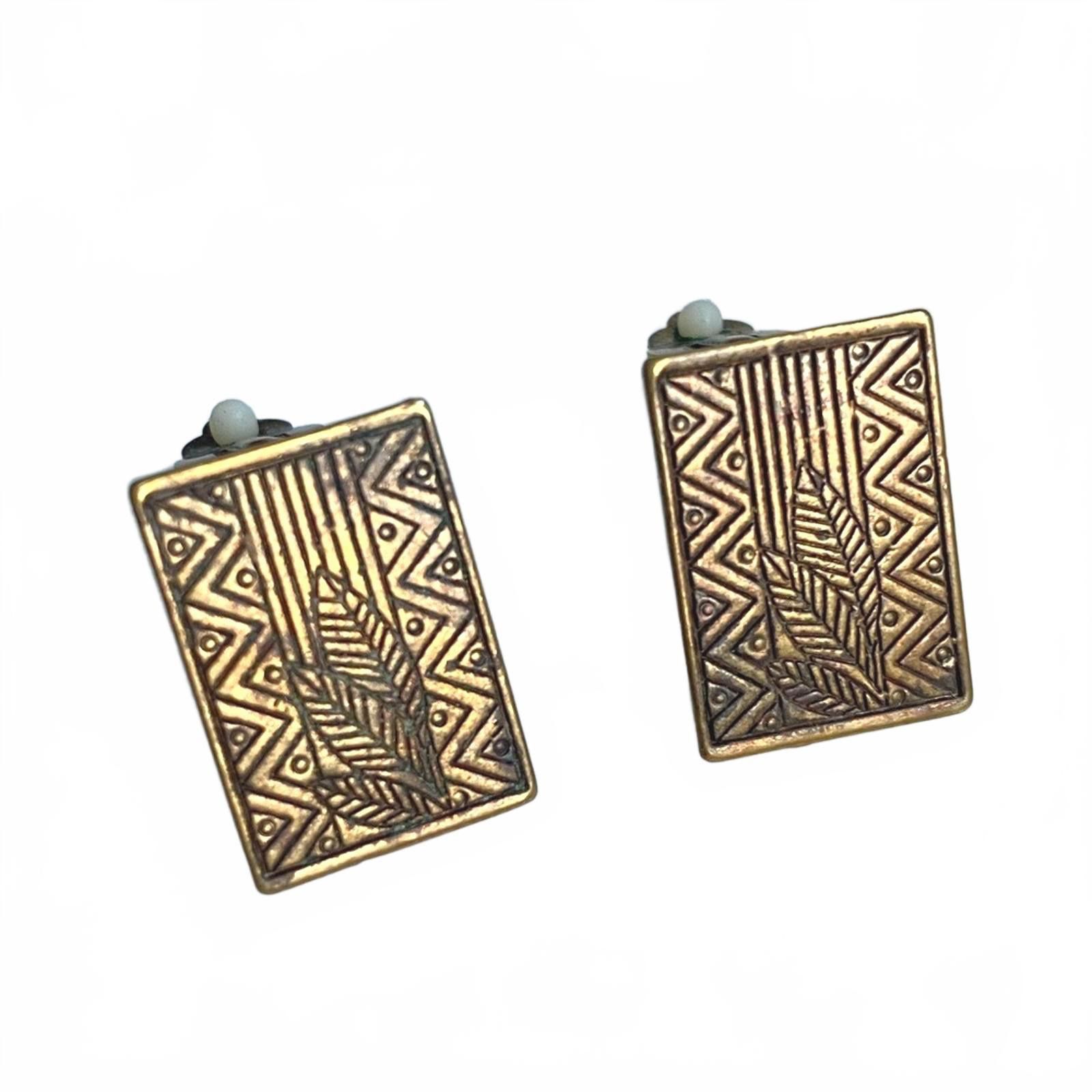 Vintage Vintage Art Deco Style Gold Tone Geometric Clip-On Earrings Size ONE SIZE - 1 Thumbnail