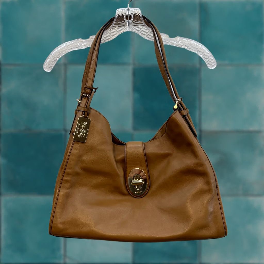 Coach Madison Carlyle Leather Shoulder Bag Hobo Purse Tan Brindle 