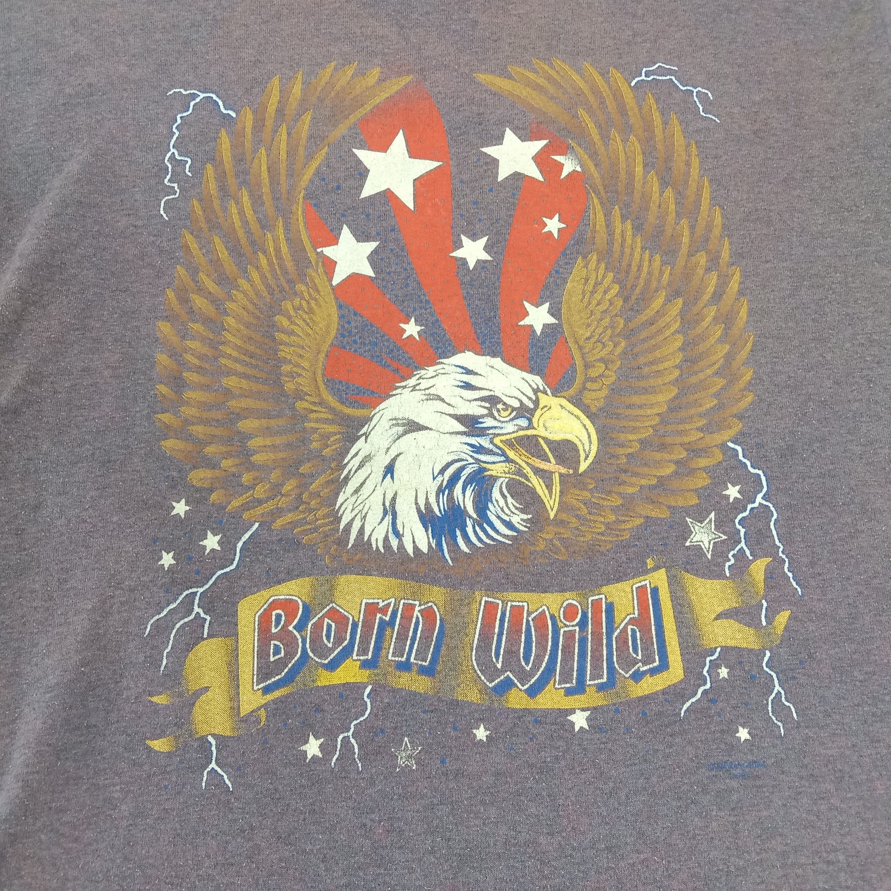 Vintage Born Wild Eagle Design Motorcycle Rider Style Vintage Tshirt Size US XL / EU 56 / 4 - 2 Thumbnail