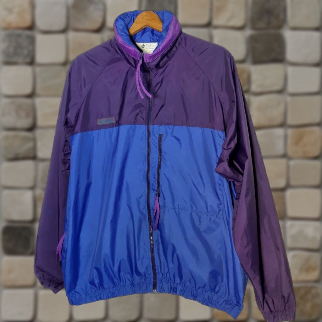 Vintage VINTAGE Columbia Windbreaker Jacket Women XL Blue Purple Hooded Outdoors Nylon READ Size XL / US 12-14 / IT 48-50 - 1 Thumbnail
