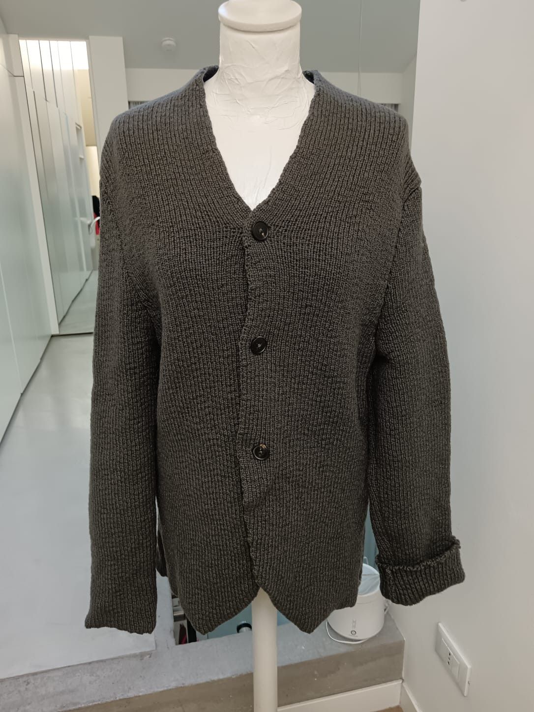 image of Label Under Construction Heavyweight Wool Cardigan in Grey, Men's (Size Medium)