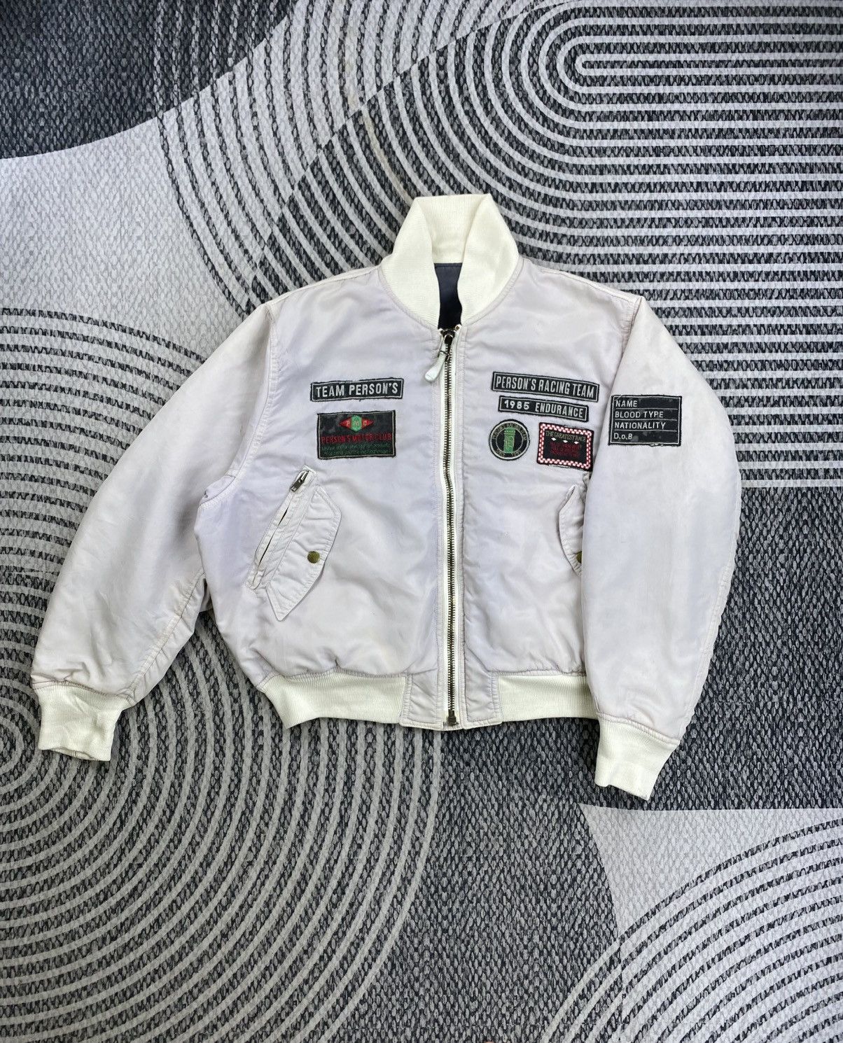 Vintage Vtg Person Racing Team Riversible Bomber Jacket With Patches Size US L / EU 52-54 / 3 - 5 Thumbnail