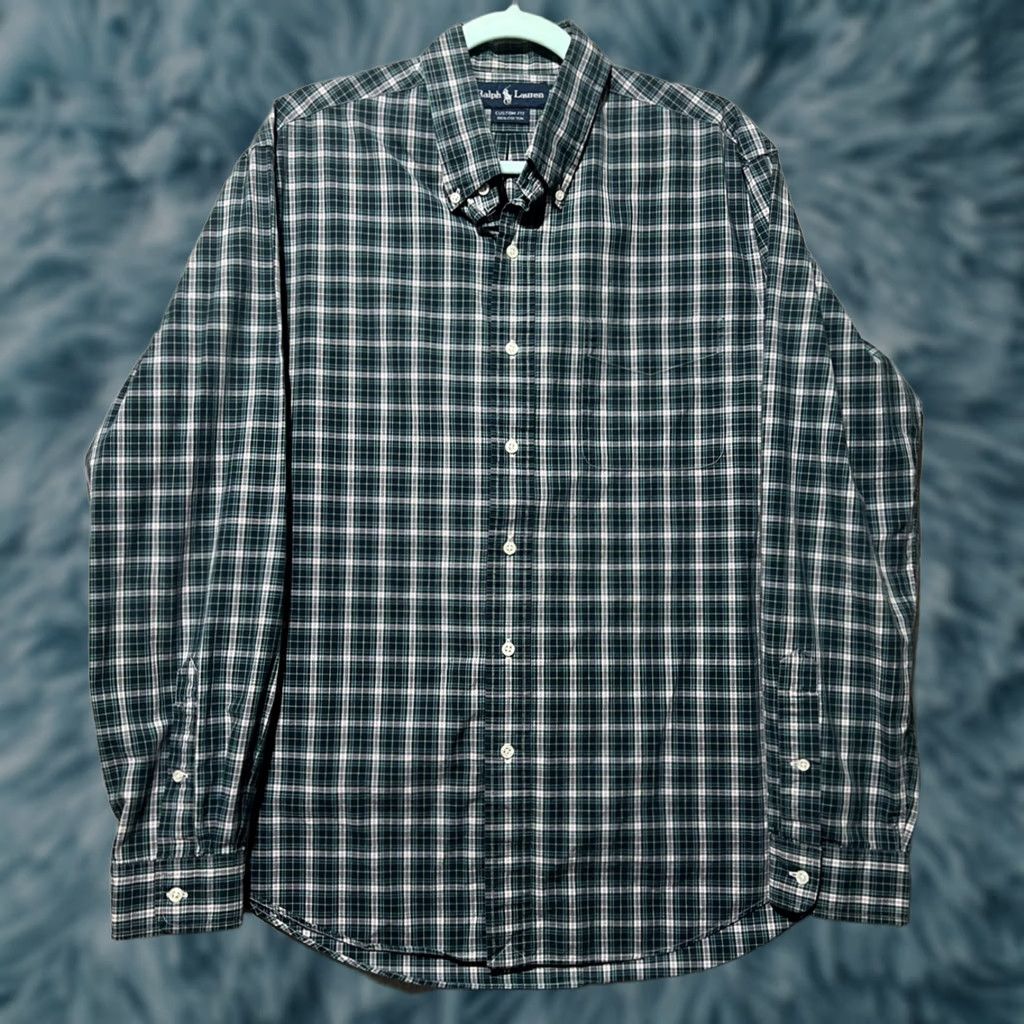 Ralph Lauren Vtg Ralph Lauren Shirt XL Blue Green Plaid Custom Fit Preppy Heritage Men's Size US XL / EU 56 / 4 - 1 Thumbnail