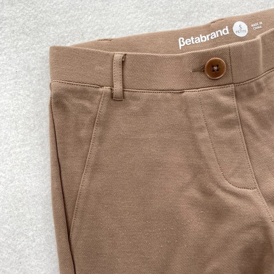 Vintage Betabrand Dress Pants Women's PS Brown Stretch Knit Pull On Casual Career Pants Size 26" / US 2 / IT 38 - 3 Thumbnail