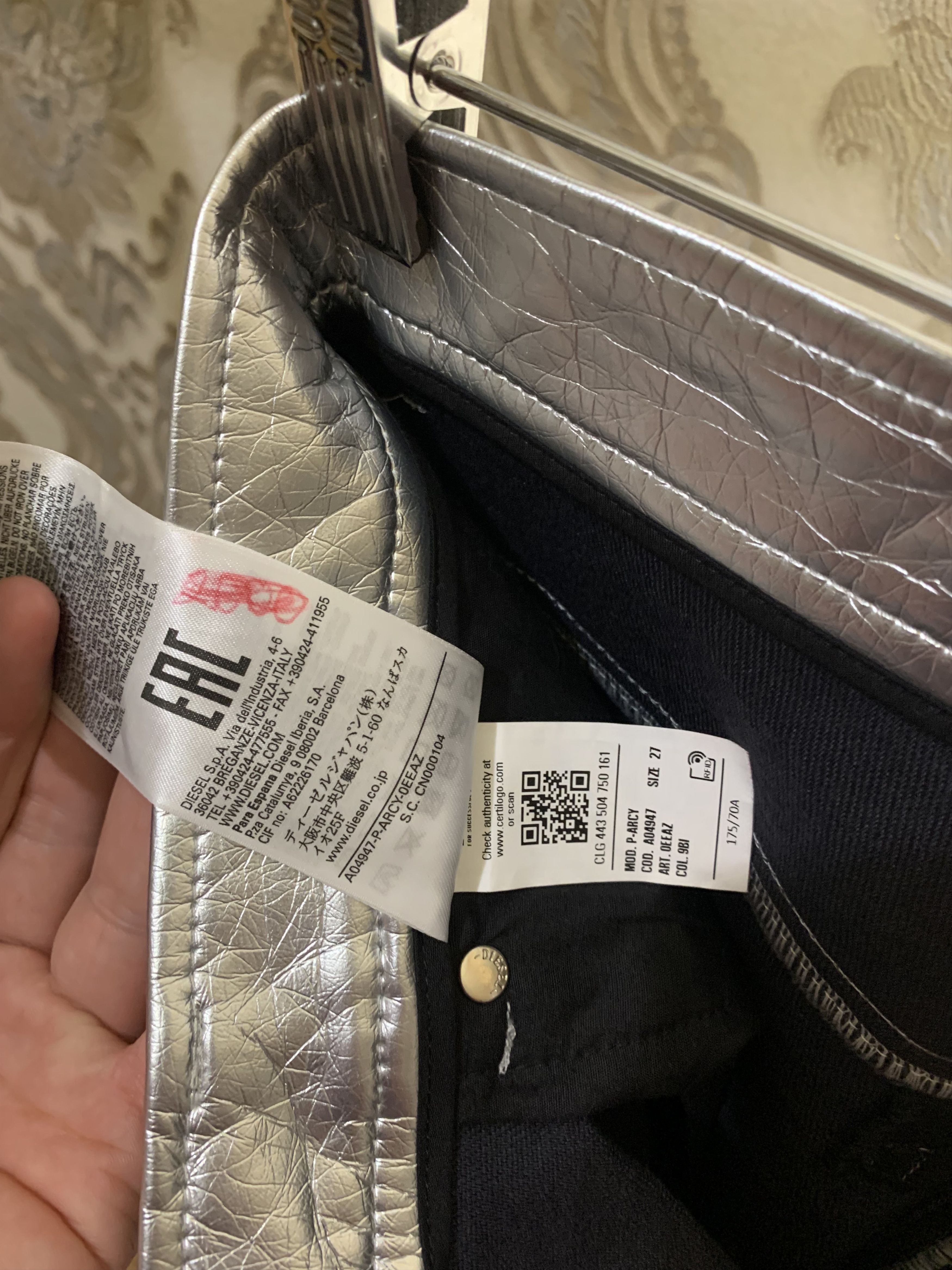 Diesel Black Gold VERY RARE DIESEL P-ARCY SILVER DESIGNER PANTS LUXURY Y2K Size 27" / US 4 / IT 40 - 6 Thumbnail
