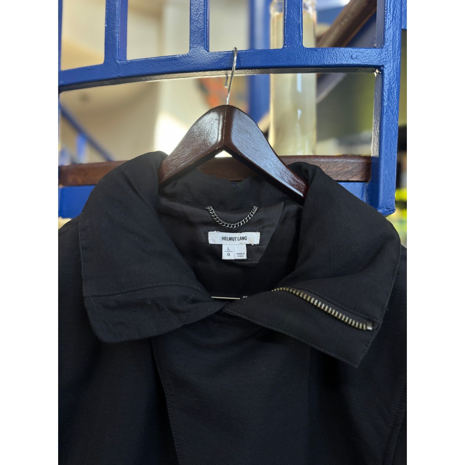 Helmut Lang Black Asymmetrical Zip Coat Size L