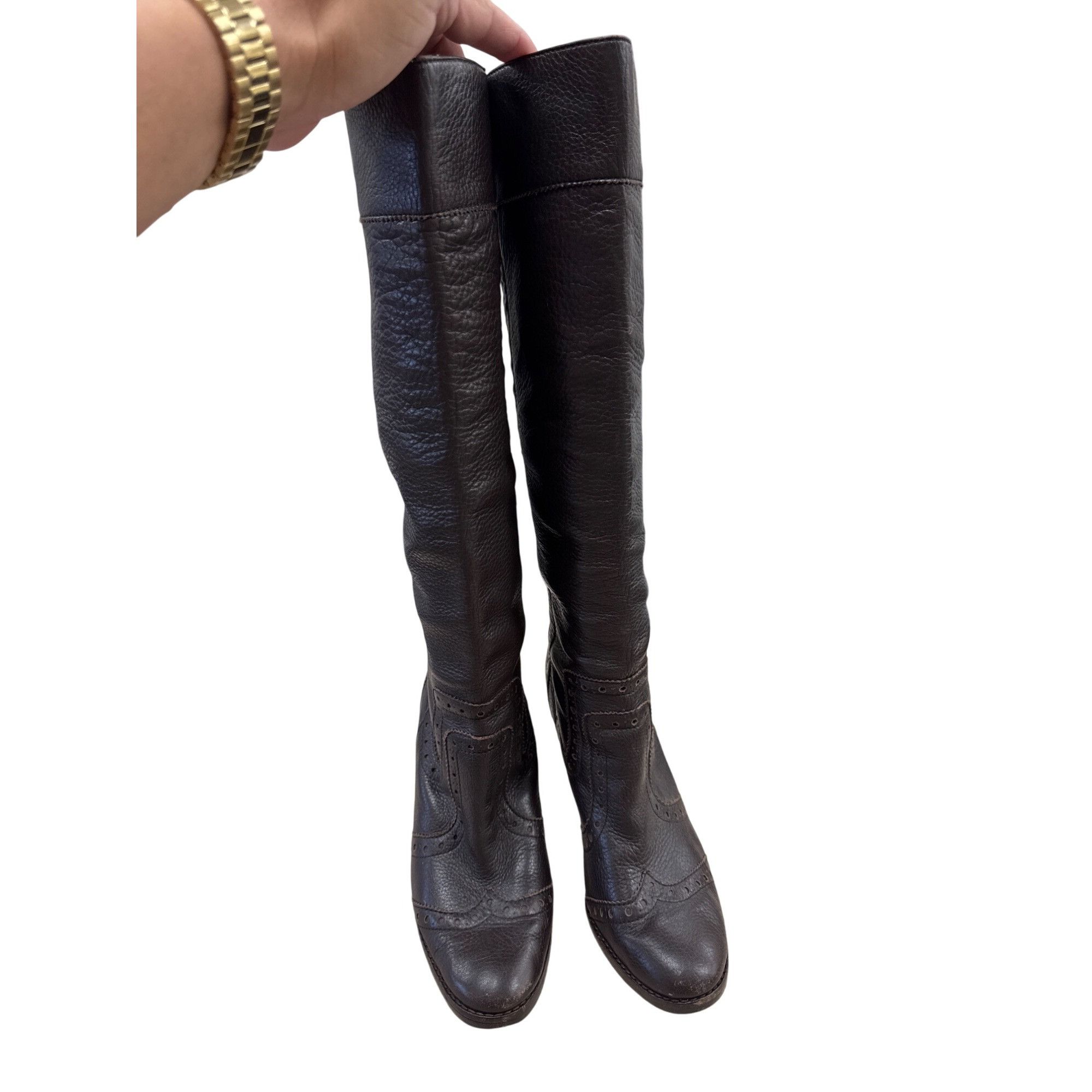 Michael Kors Michael Kors Womens Brown Knee High Leather Riding Boots 10M Size US 10 / IT 40 - 5 Thumbnail