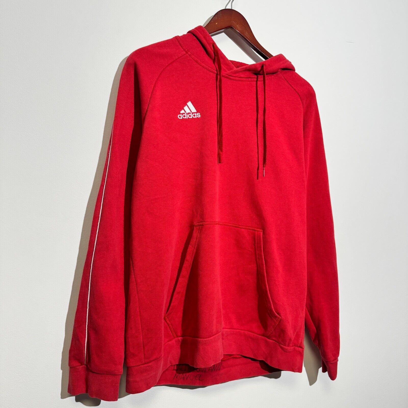Adidas × Vintage Adidas Unisex Red Cotton Hoodie Size L Washed 90s Regular Size US L / EU 52-54 / 3 - 2 Thumbnail