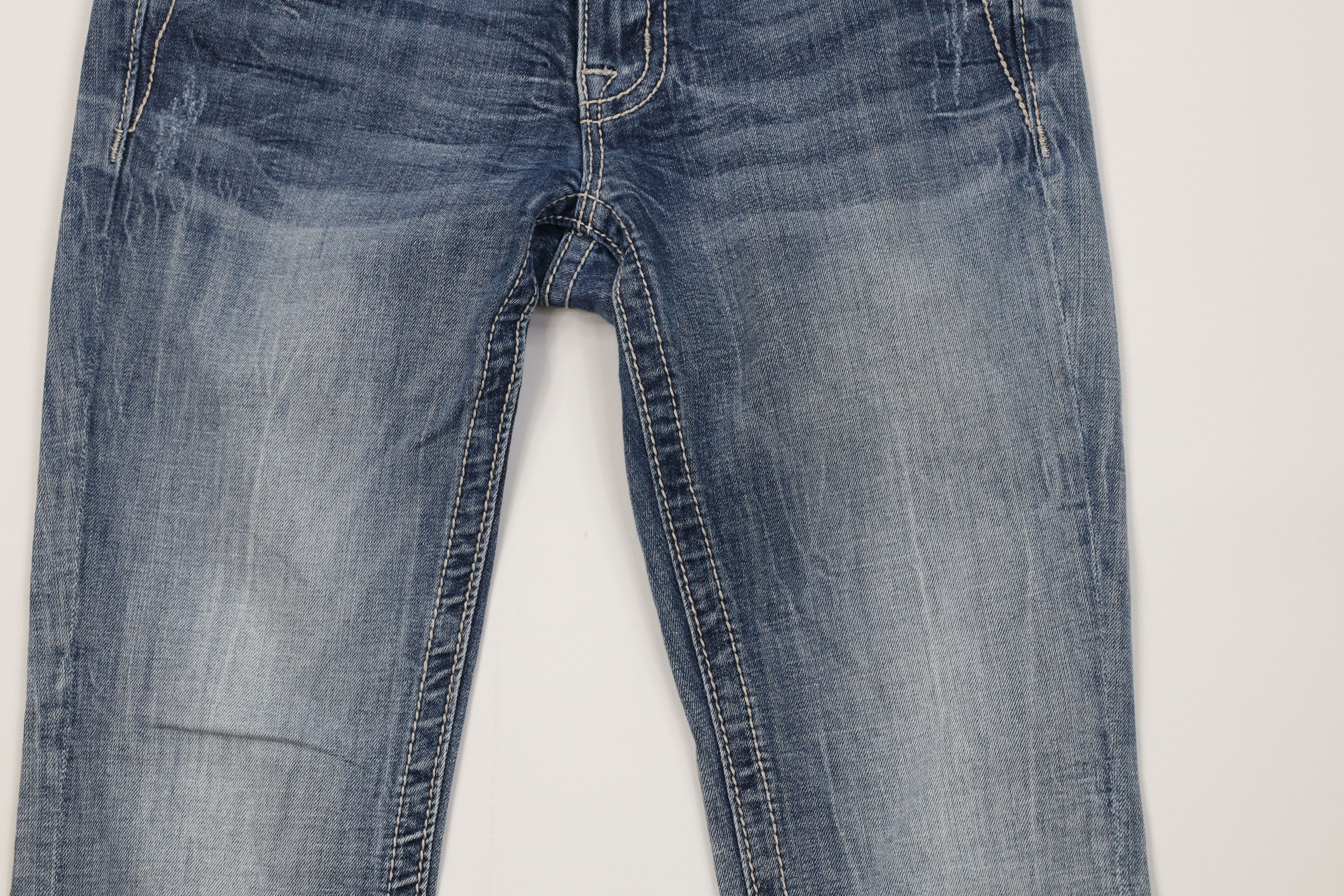Miss Me Miss Me Thick Stitch Jeweled Stretch Flared Denim Jeans Blue Size 27" / US 4 / IT 40 - 3 Thumbnail